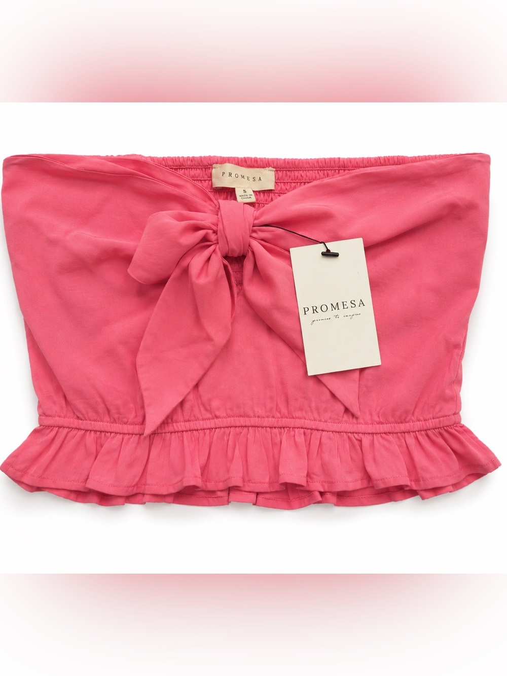 NWT Promesa Pink Strapless Bow Crop Top Size S